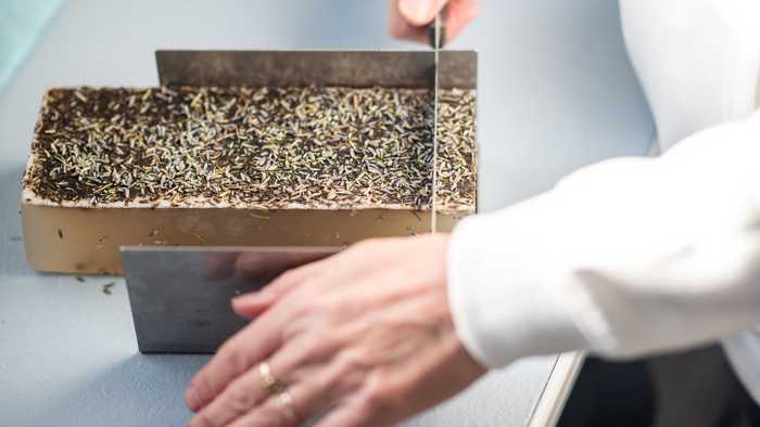 The process of making handmade vegan soap Olivia Chapman hand blending vegan soaps