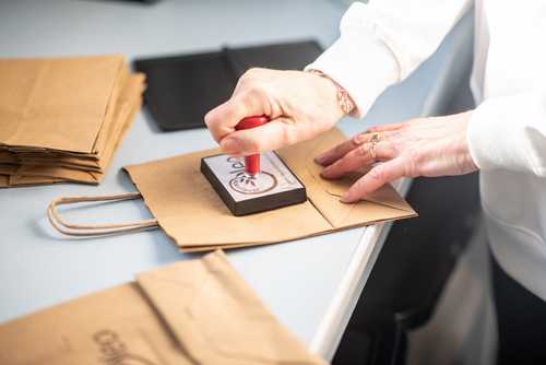 Oleo stamp on packaging bag
