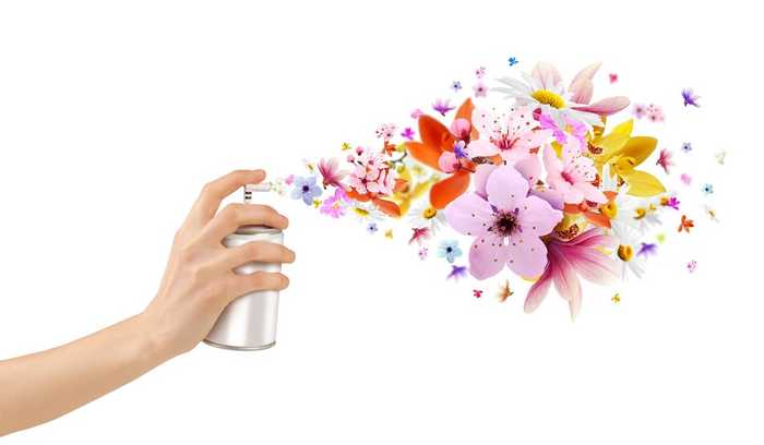 spray can with flowers