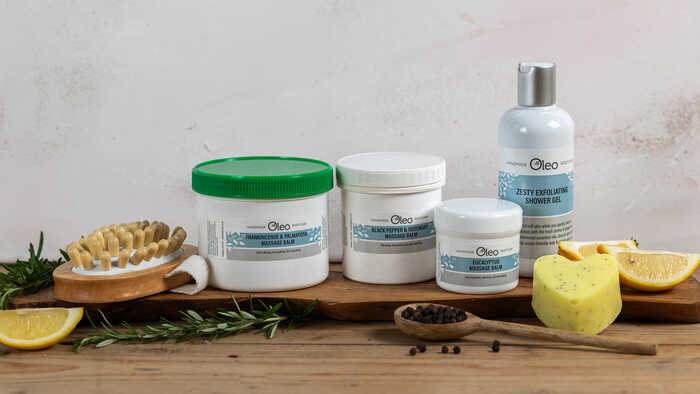 Oleo products including beautifully fragranced massage balms