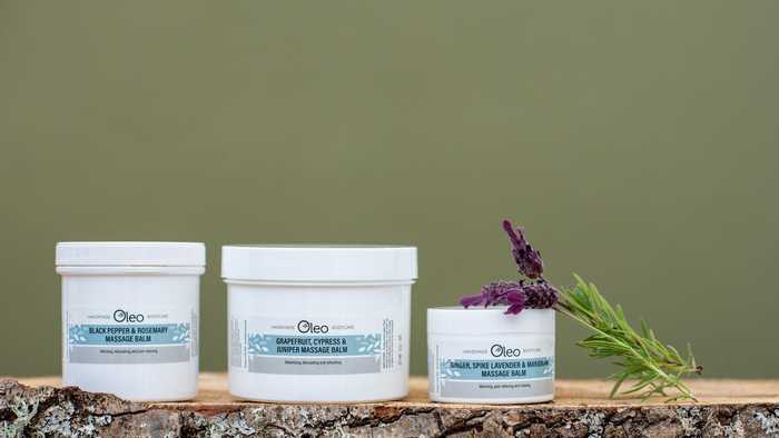 Natural vegan massage balms by Oleo Bodycare