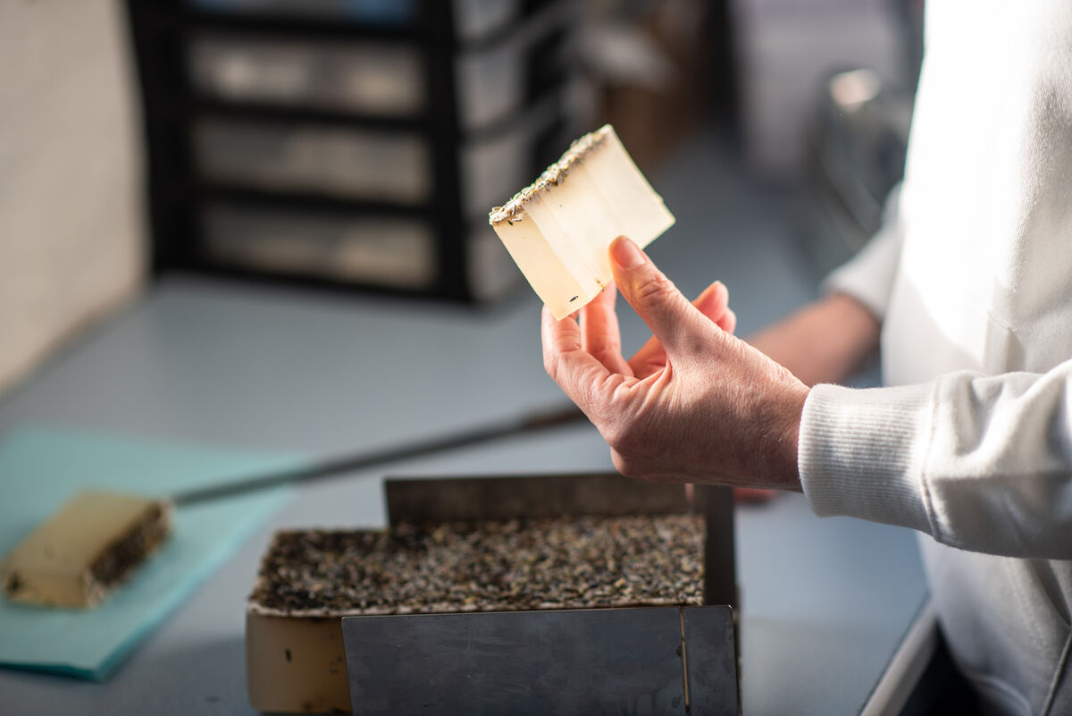 Olivia Chapman hand-making Hemp & Comfrey Soap